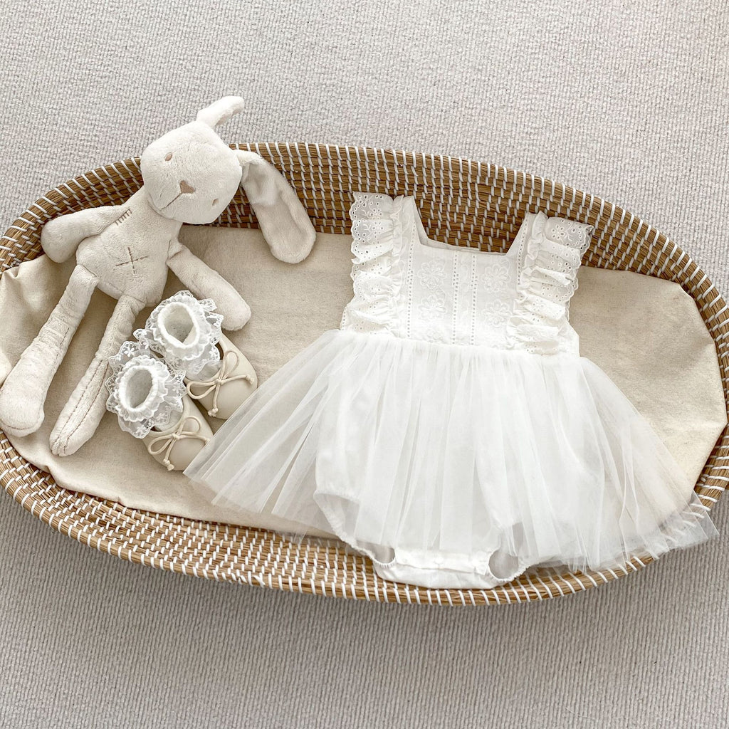 New Style Baby Girl Summer Sleeveless Mesh Dress Romper, Toddler First Birthday Photo Shoot Bodysuit Dress