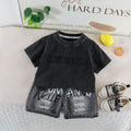 Embroidered letter top and shorts set on chest