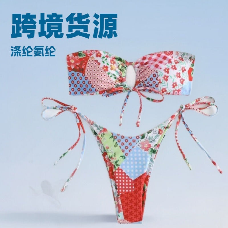 Strapless bikini split swimsuit