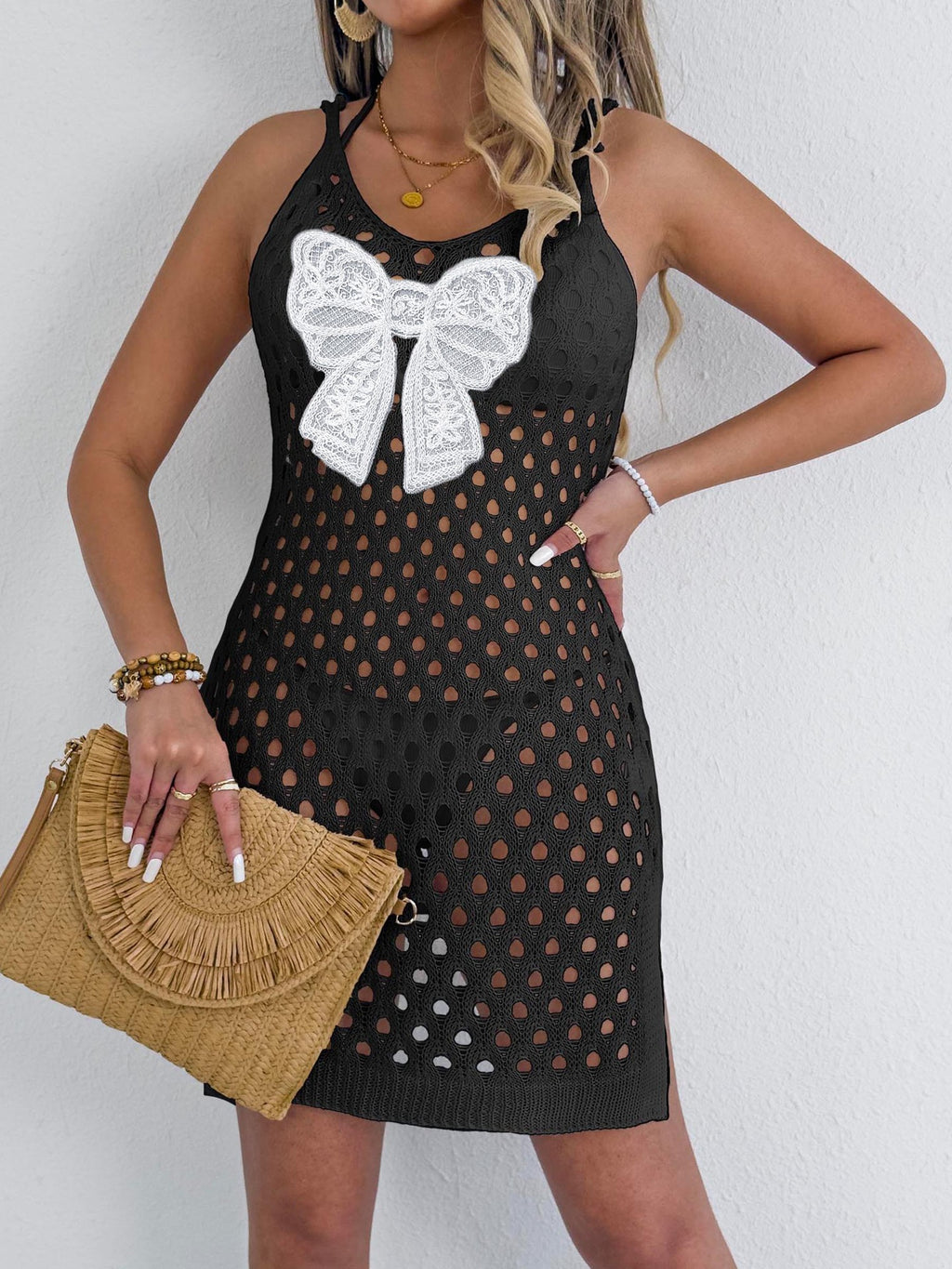 Lace Butterfly Patchwork Women's Vest Dress Beach Bikini Cover-Up Dress