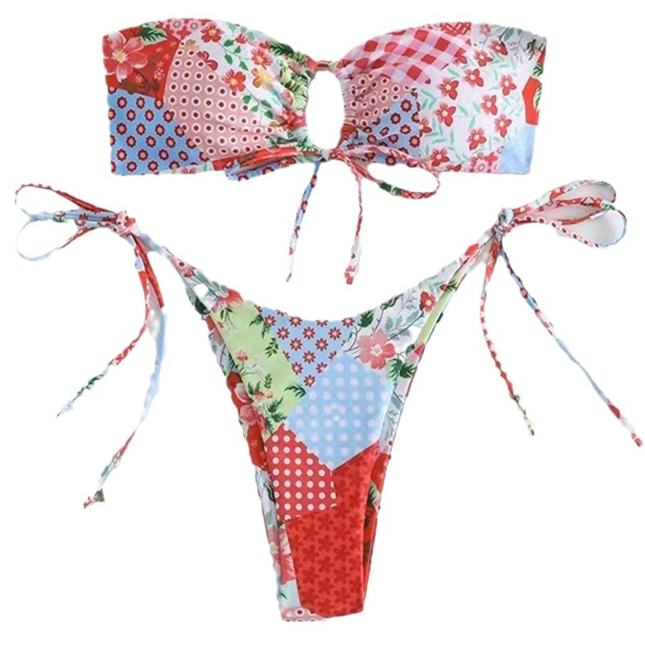 Strapless bikini split swimsuit