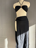 Women's Two-Piece Swimsuit Solid Color Nylon Fabric Three-Piece Swimwear Wholesale
