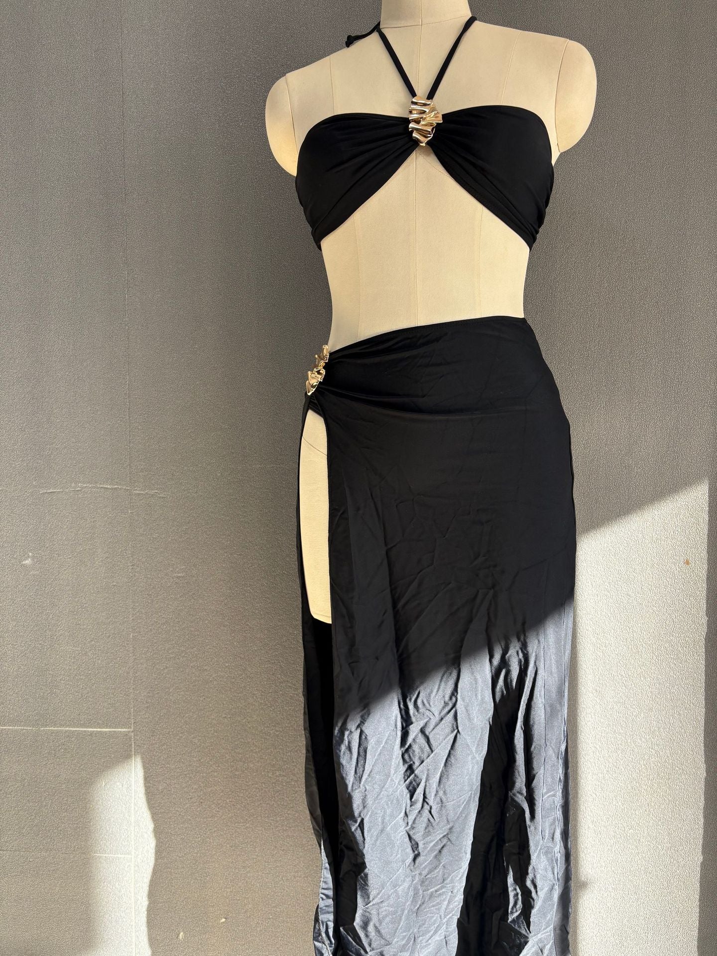 Women's Two-Piece Swimsuit Solid Color Nylon Fabric Three-Piece Swimwear Wholesale