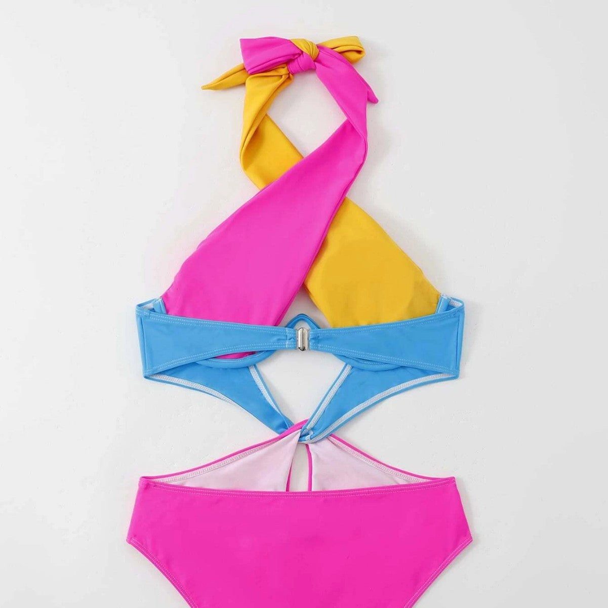 One piece splicing sexy multi-color swimsuit set sexy beach