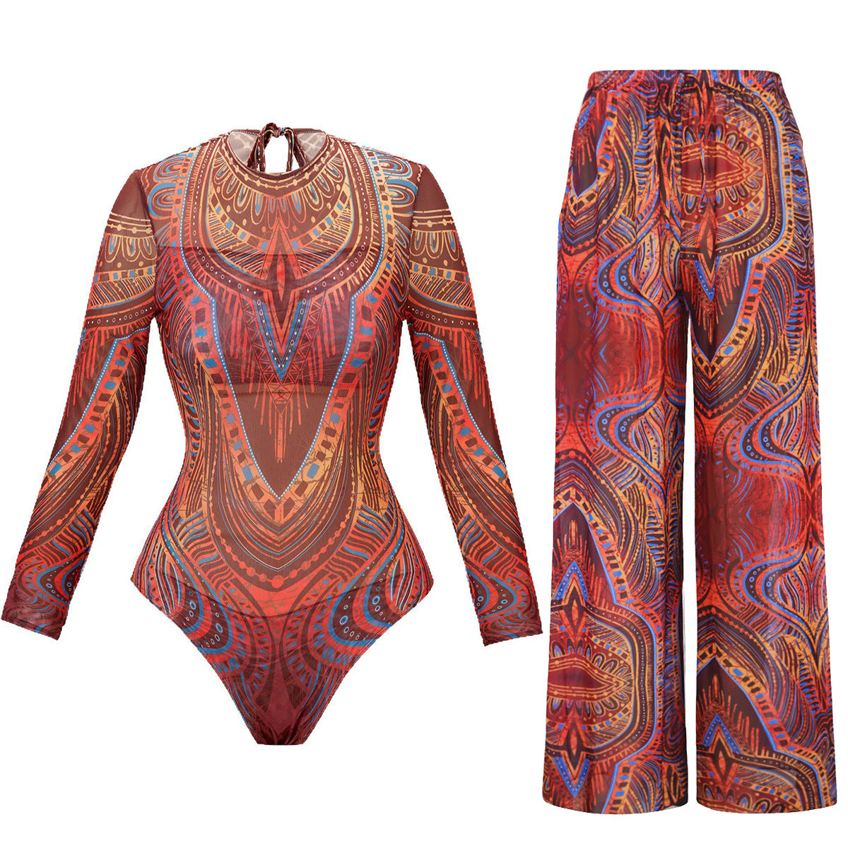 Long Sleeve Swimwear for Women, Sun Protection Swim Suit with Long Pants