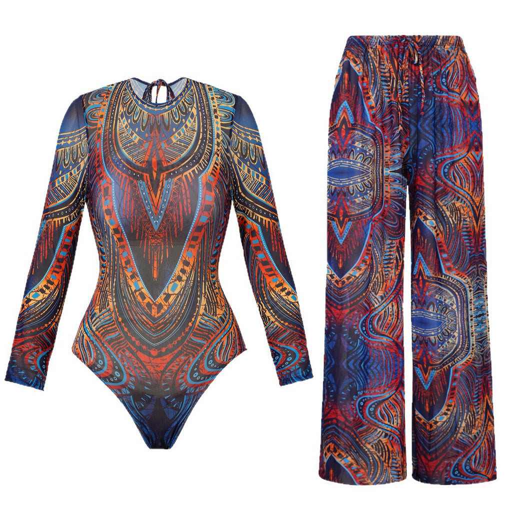 Long Sleeve Swimwear for Women, Sun Protection Swim Suit with Long Pants