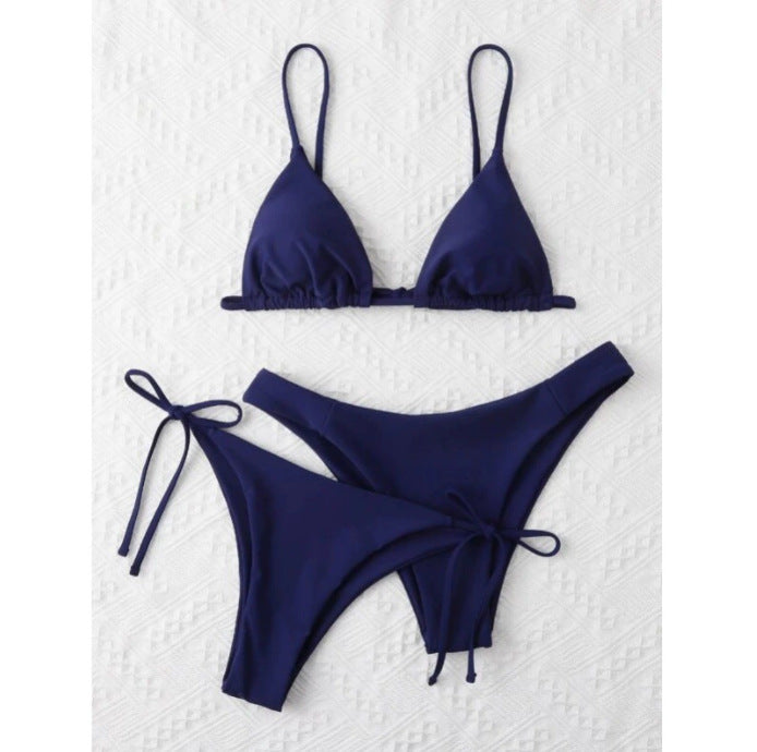 Split swimsuit women's solid color three-point bikini
