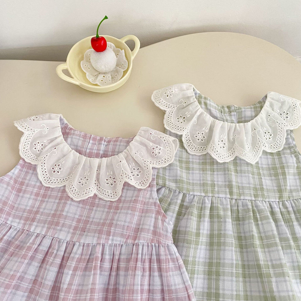 Checkered Ruffled Collar Top with Wide-Leg Pants, Two-Piece Outfit for Toddlers