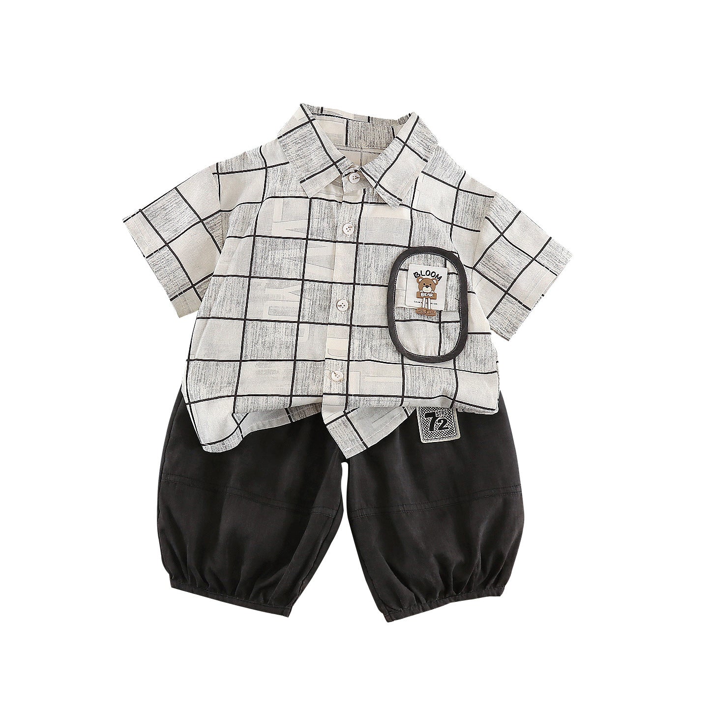Short sleeved pocket striped top short sleeved set