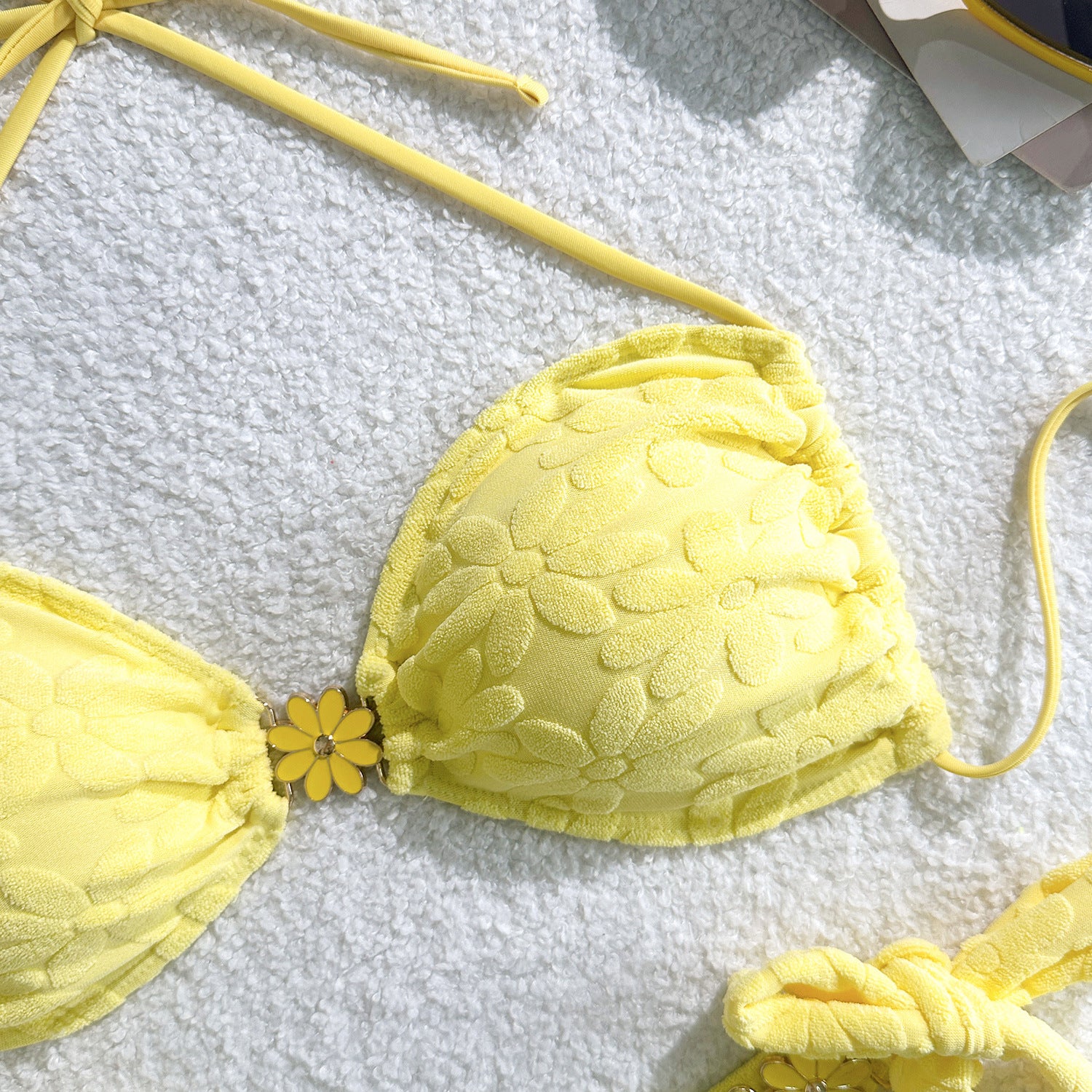 Solid color flower bikini beach women's swimsuit