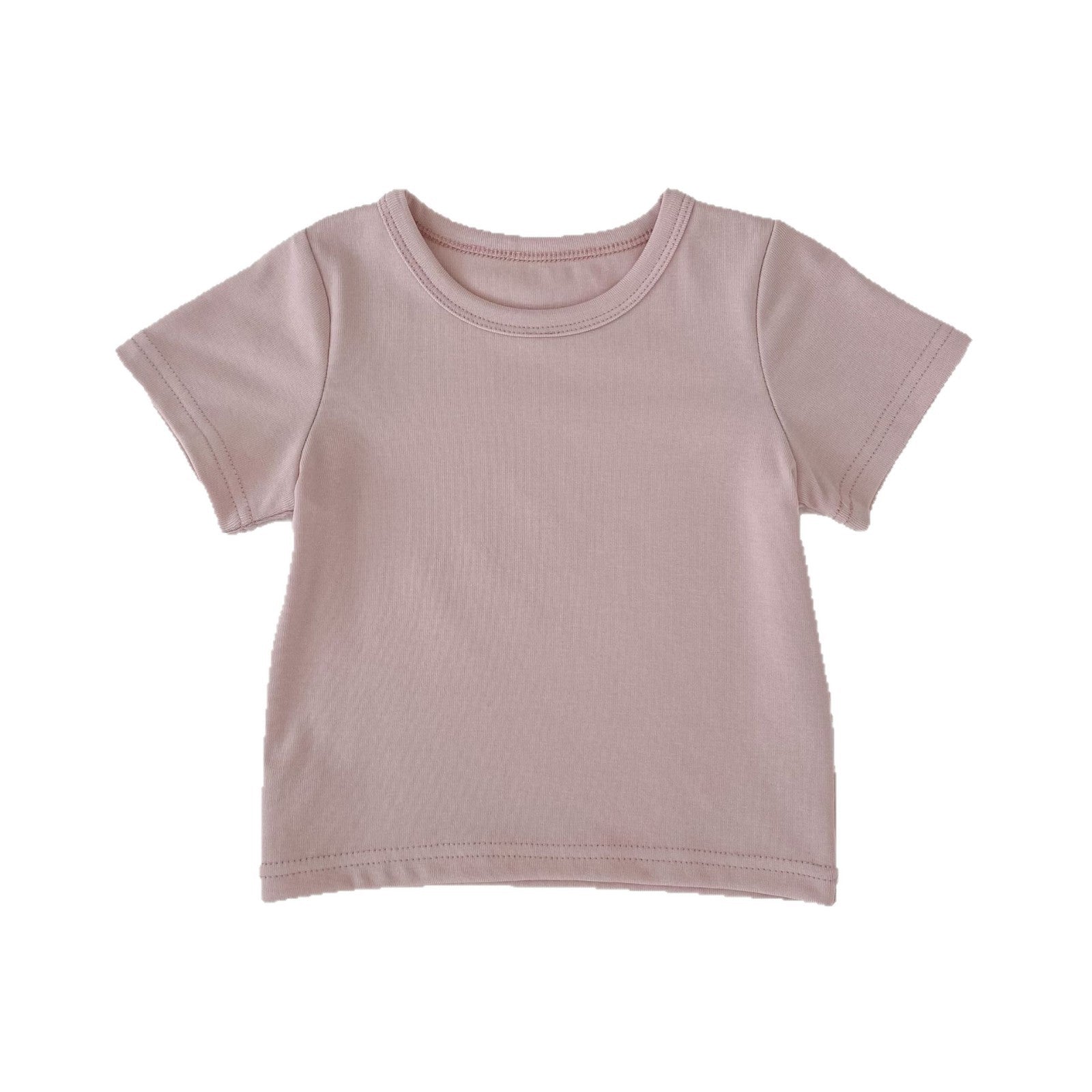 Casual Solid Color Round Neck Short Sleeve T-Shirt for Kids Boys and Girls