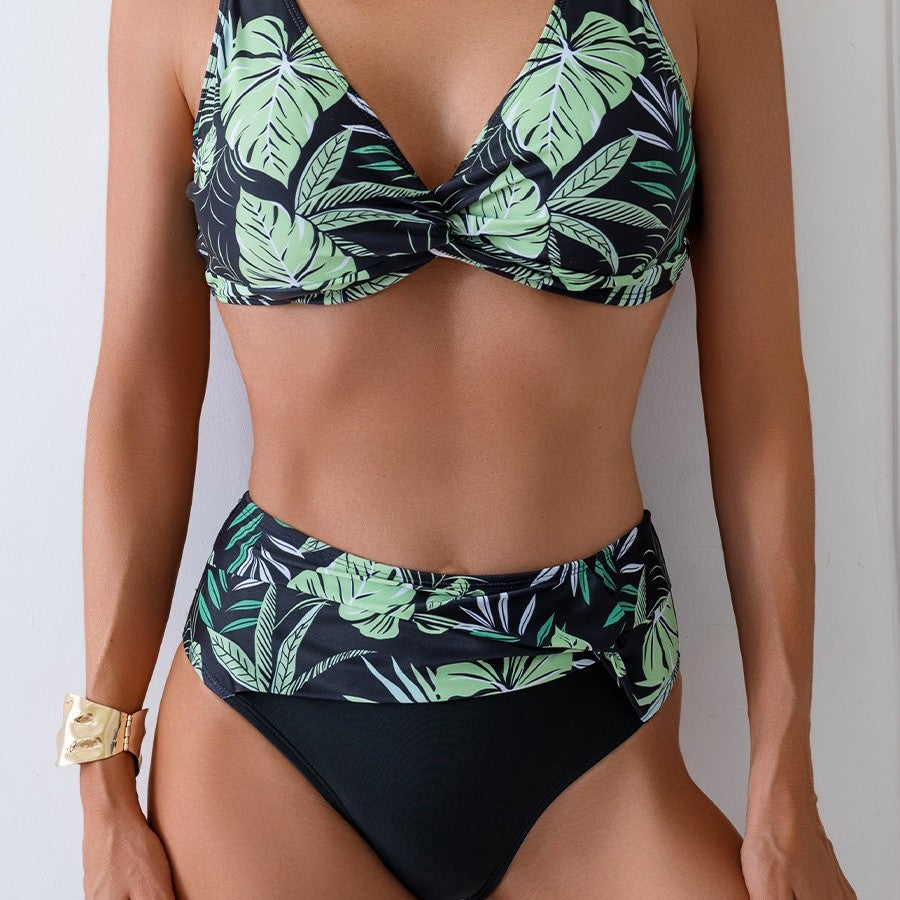 Women's Sexy Printed Multi-color High-Waisted Two-Piece Swimsuit Wholesale