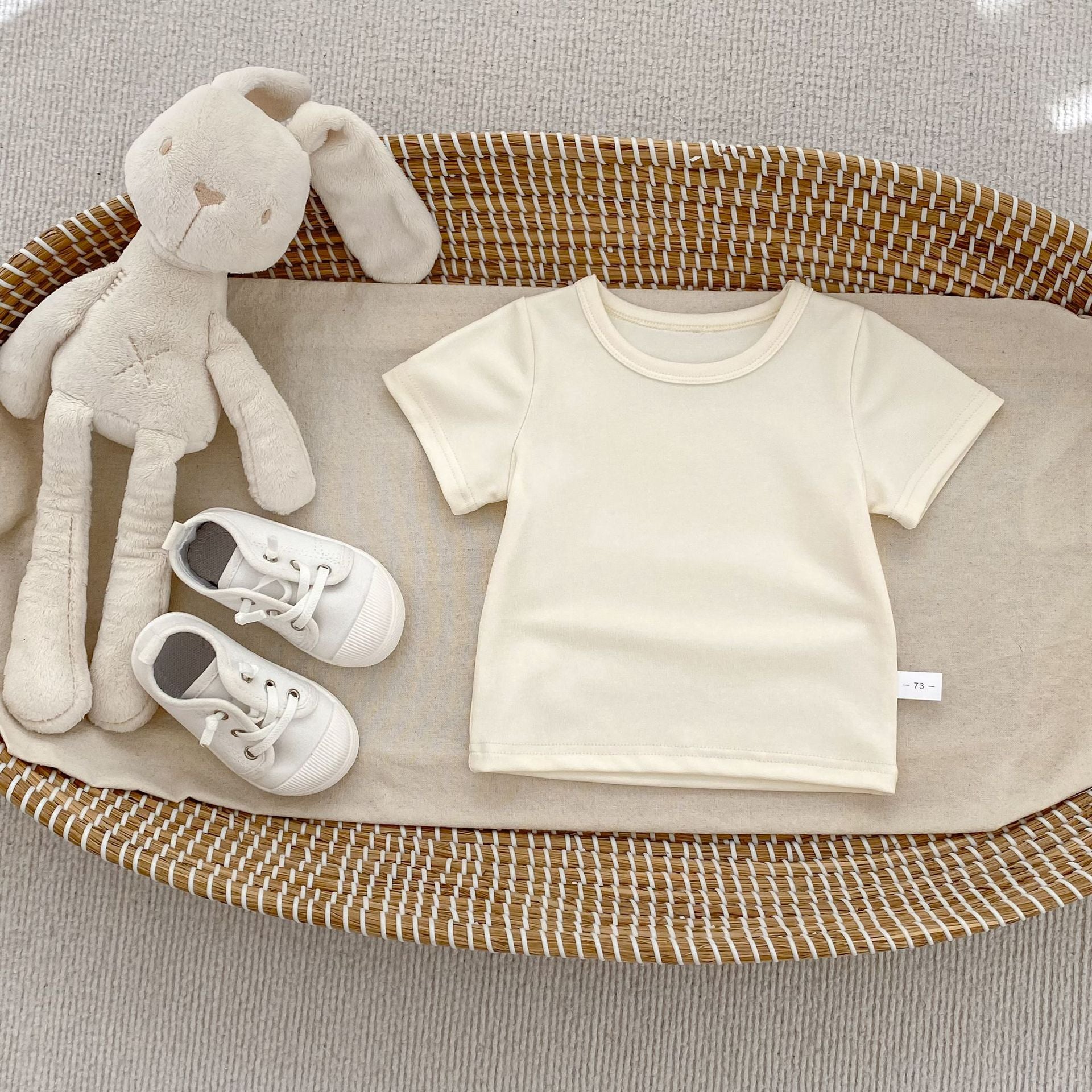 Casual Solid Color Round Neck Short Sleeve T-Shirt for Kids Boys and Girls