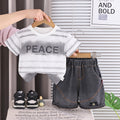Short sleeved wavy striped top and shorts set