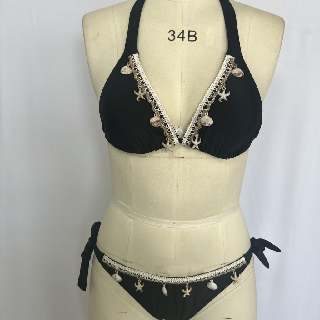 Two piece bikini black three-point split swimsuit