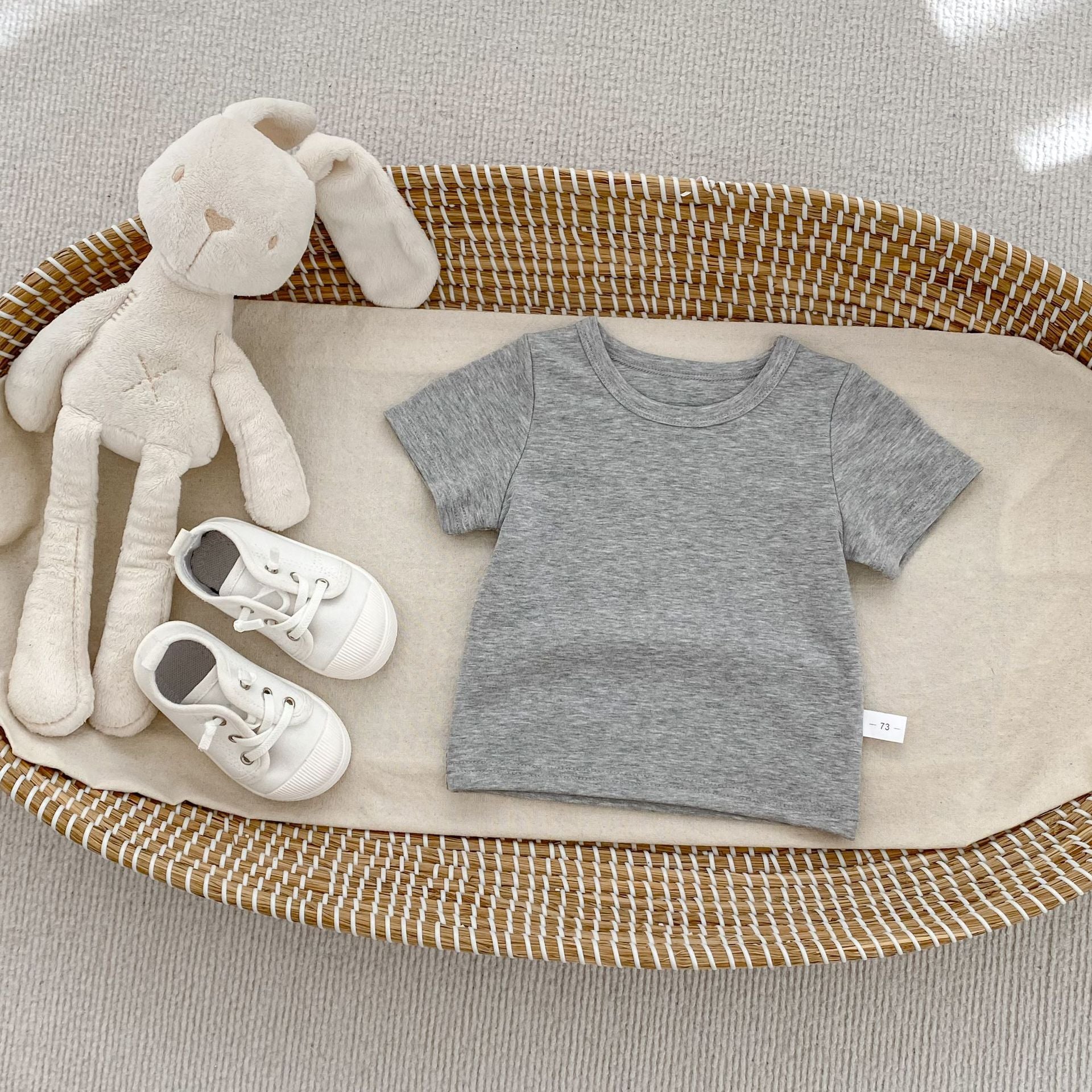 Casual Solid Color Round Neck Short Sleeve T-Shirt for Kids Boys and Girls