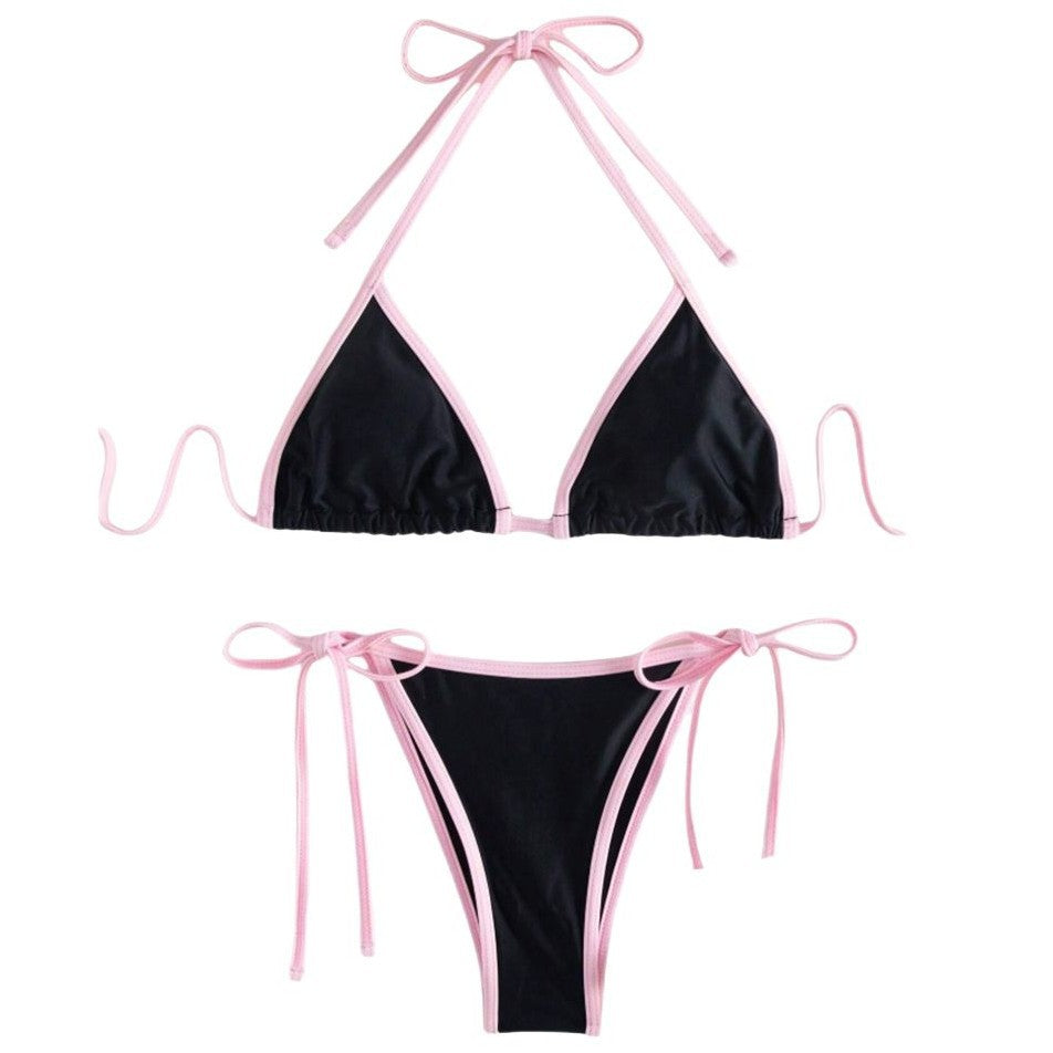 Women's three-point color matching swimsuit