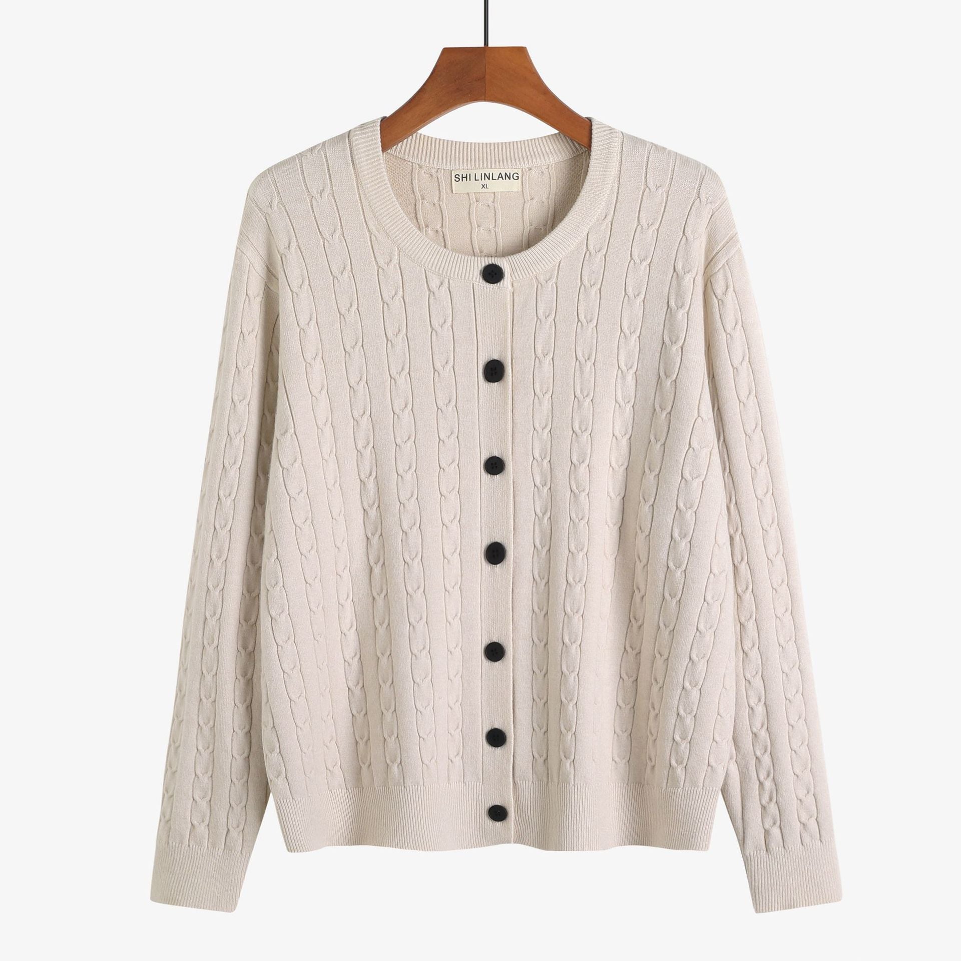 Retro Style Knit Cardigan Sweater Coat for Women, Casual Office Wear, Oversized Fit, Long Sleeve, Pullover Design