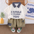 Collar short sleeved top pocket shorts set