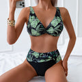 Women's Sexy Printed Multi-color High-Waisted Two-Piece Swimsuit Wholesale