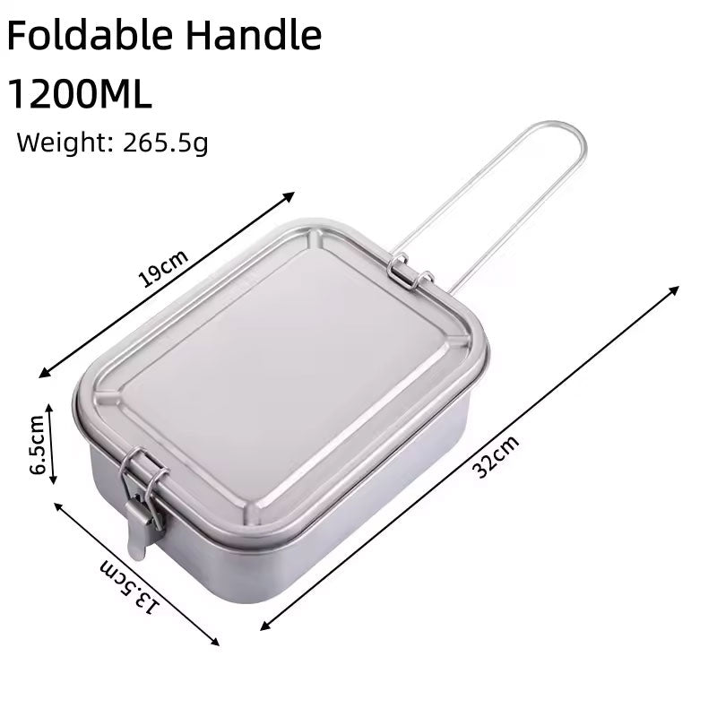 Titanium Lunch Box with Lid & Folding Handle – Leak-Proof, Lightweight for Camping, Hiking, Picnic & Travel
