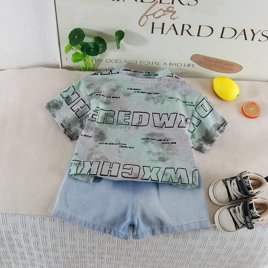 Tie dye round neck top and shorts set