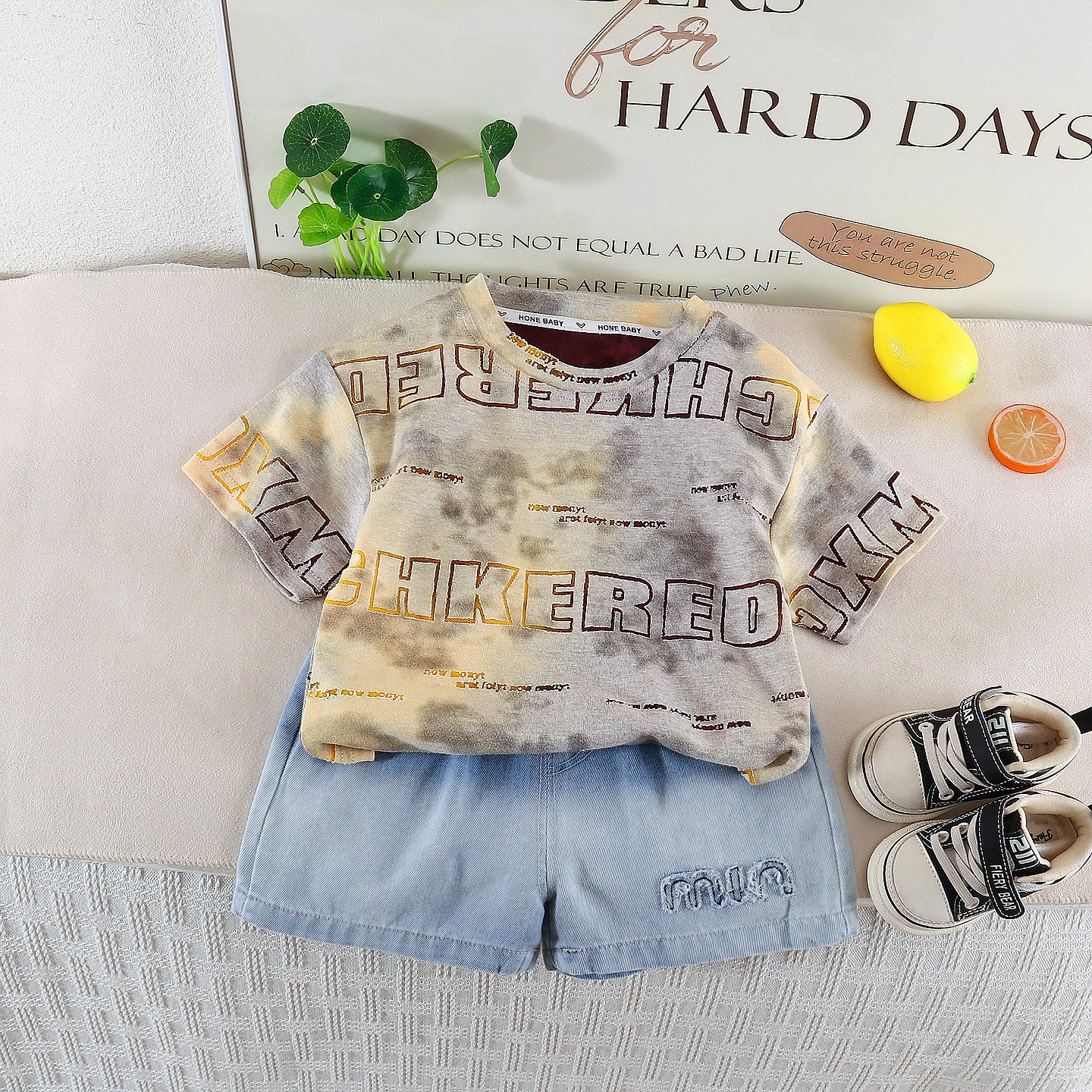 Tie dye round neck top and shorts set