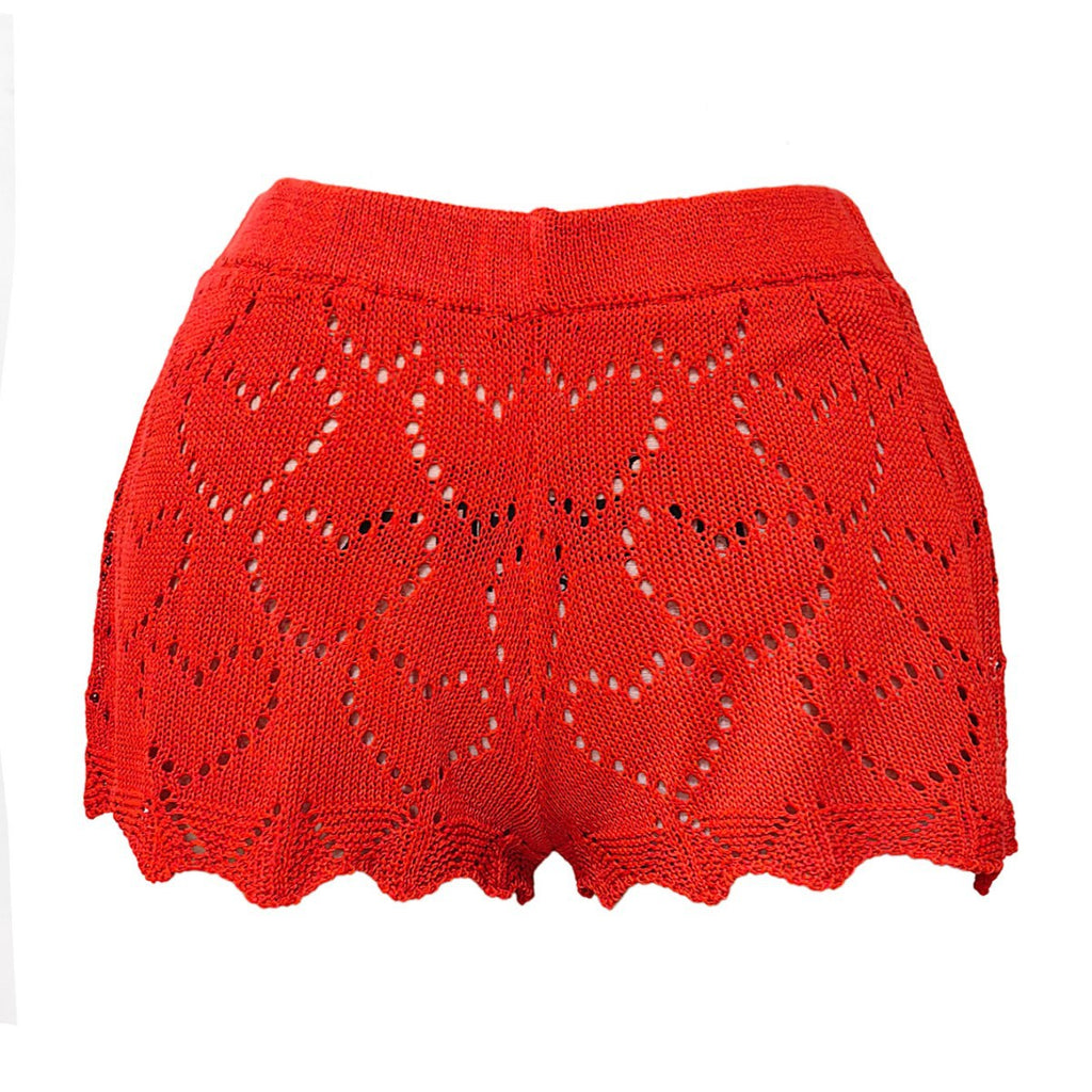 Ladies Mini Shorts  Women's Beach Shorts Heart Jacquard Sexy Low Waist Shorts