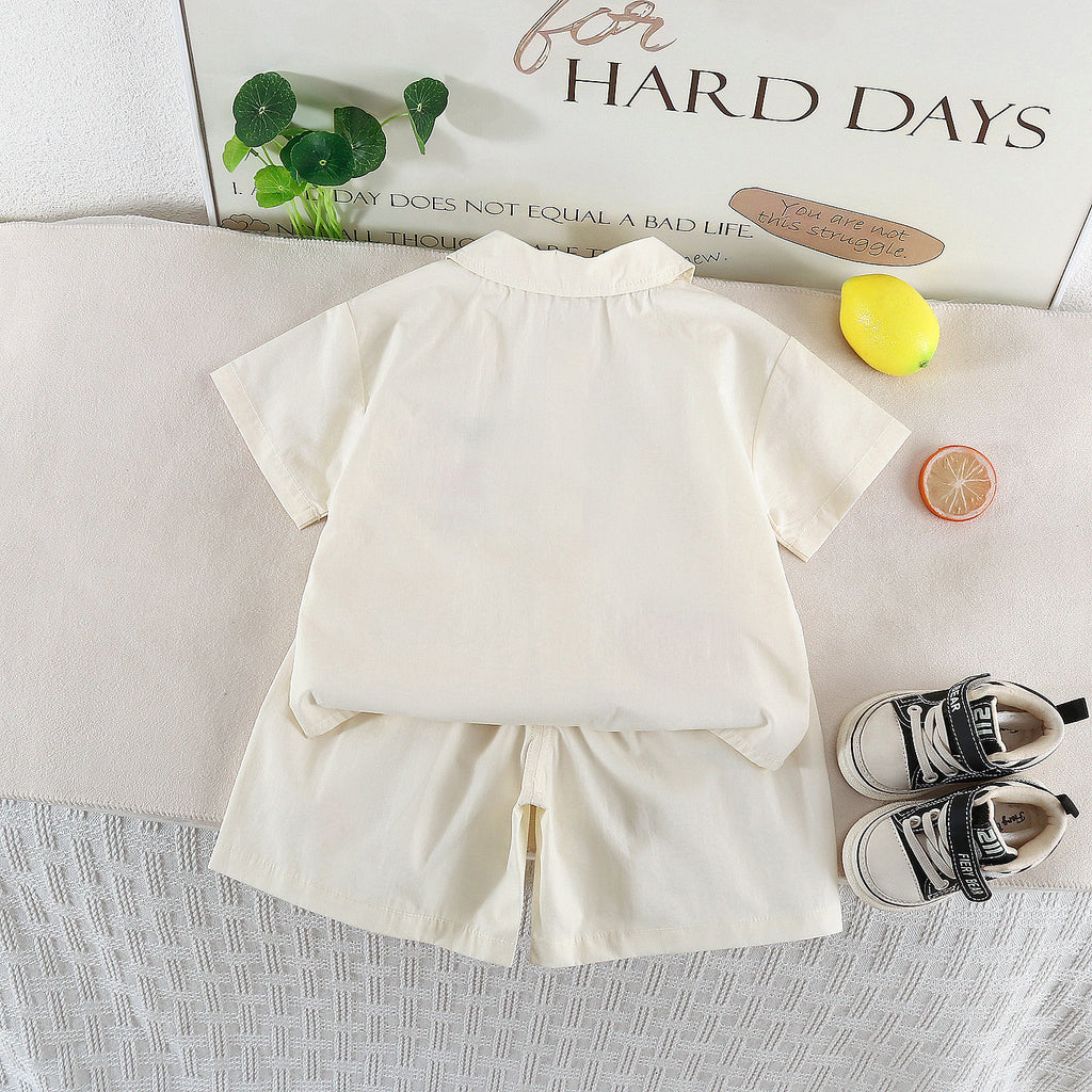 Short sleeved cartoon shirt shorts set