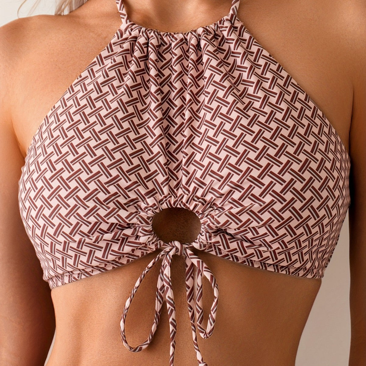 Bikini swimsuit women's sexy triangle pants split sexy thin ribbon bow swimsuit