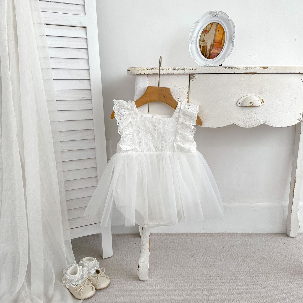 New Style Baby Girl Summer Sleeveless Mesh Dress Romper, Toddler First Birthday Photo Shoot Bodysuit Dress