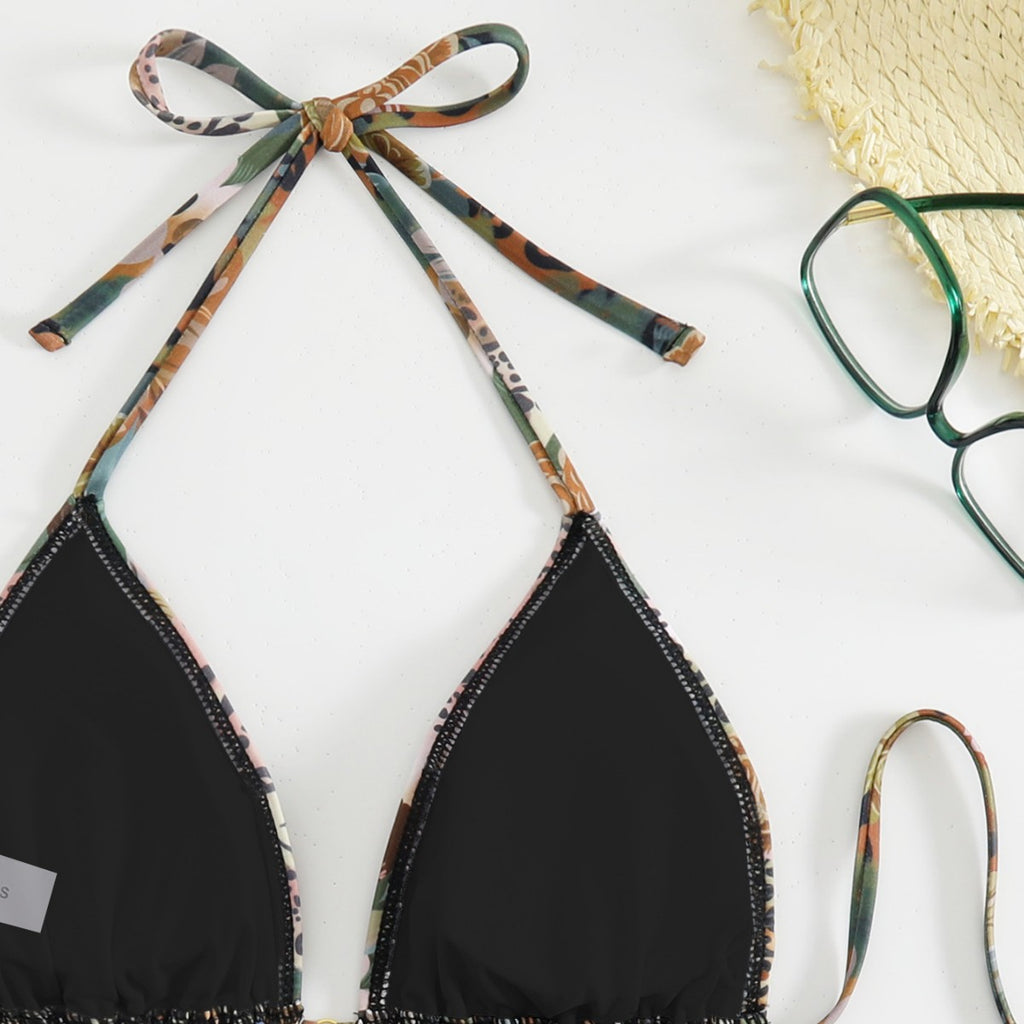 Double tie bikini split swimsuit