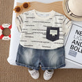 Color blocking pocket round neck top shorts set