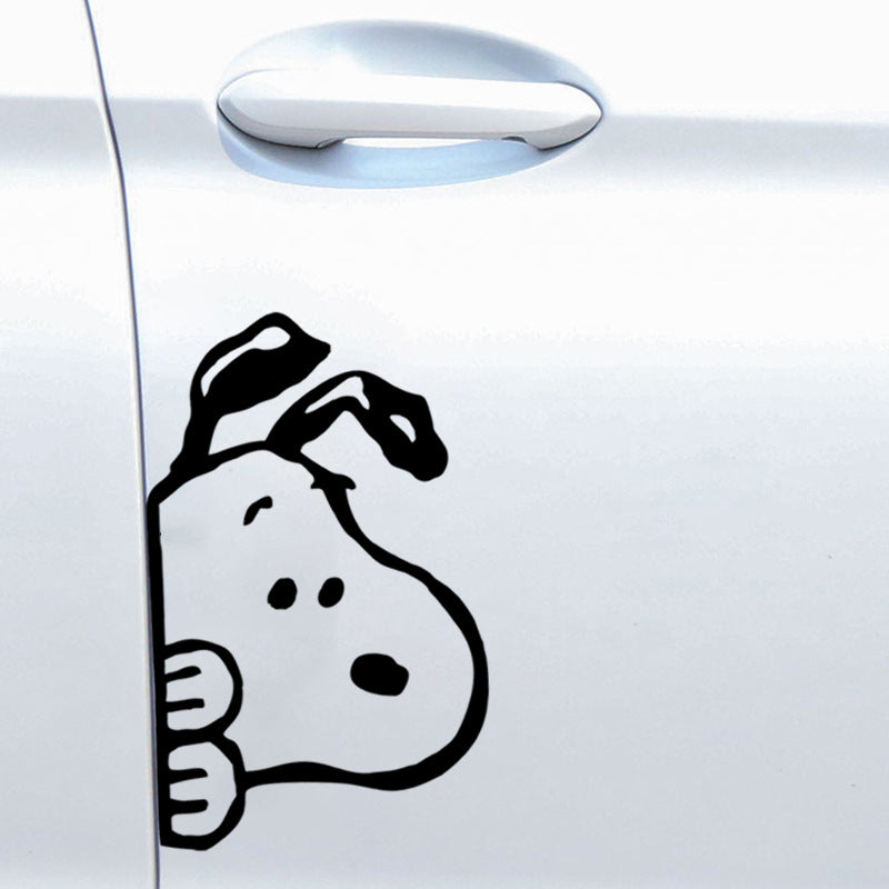Snoopy Cartoon Car Sticker Scratch Cover for Side Window and Rear Windshield Decoration Creative Electric Vehicle Decal