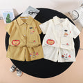 Short sleeved cartoon shirt shorts set