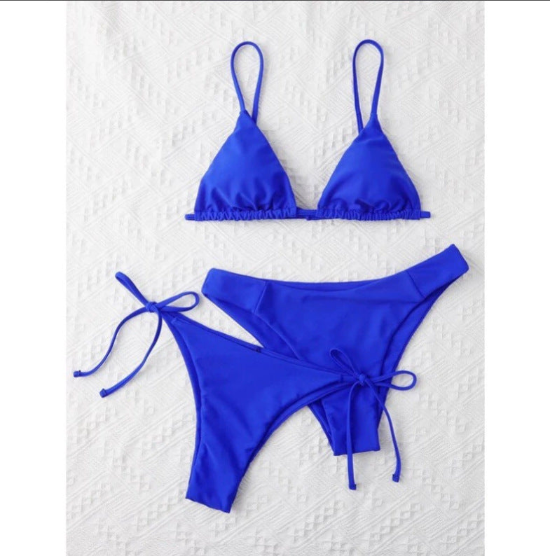 Split swimsuit women's solid color three-point bikini
