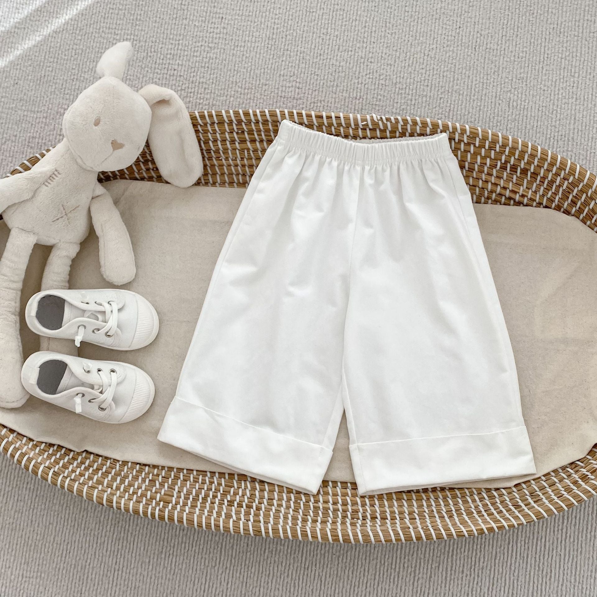 Chic Loose Straight Leg Pants for Girls Summer Lightweight Solid Color Casual Wide Leg Trousers