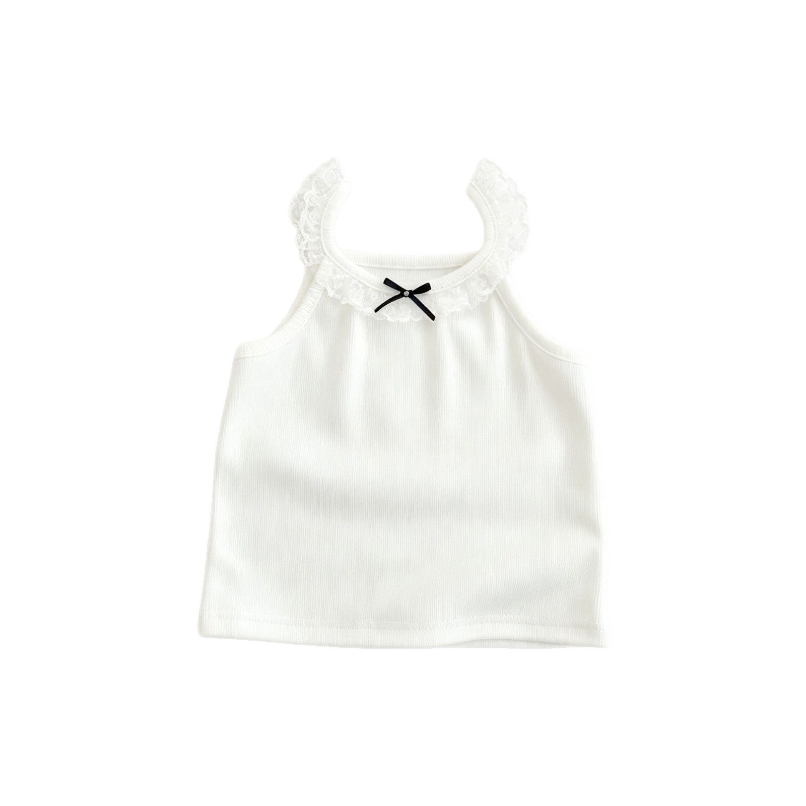Lace Trim Bow Sleeveless Inner Top for Girls Summer New Style Child's