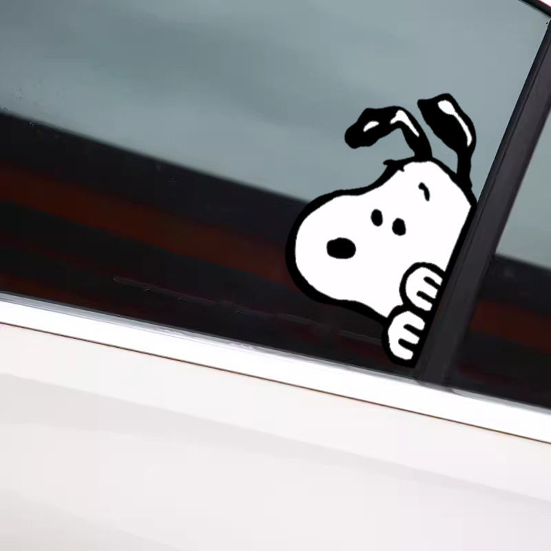 Snoopy Cartoon Car Sticker Scratch Cover for Side Window and Rear Windshield Decoration Creative Electric Vehicle Decal