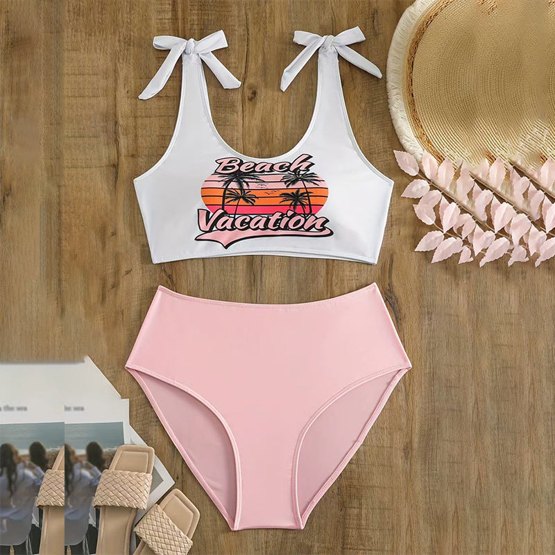 Tight fitting quick drying split swimsuit