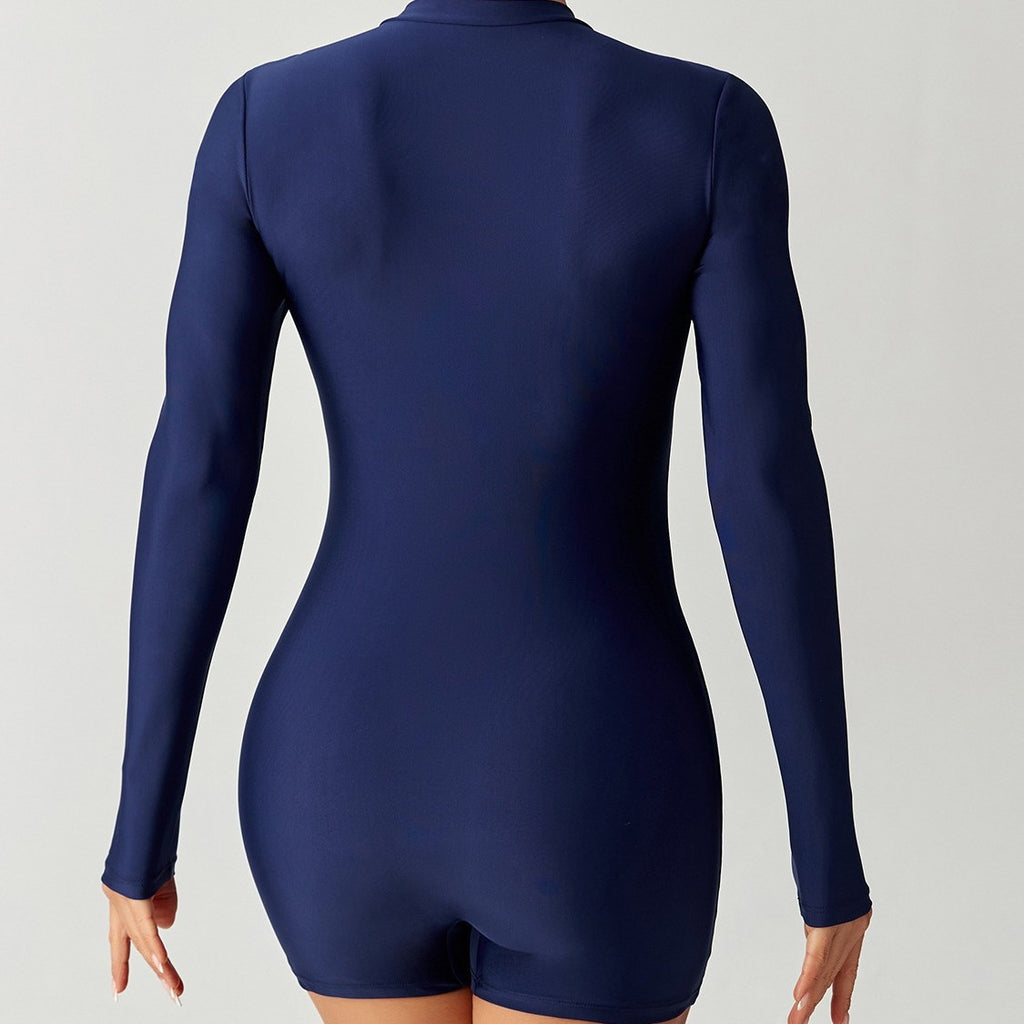 Women's One-Piece Swimsuit Long Sleeve High-Waisted Zipper Swimwear Wholesale