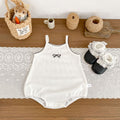 Simple Butterfly Knot Baby Romper for Girls, Breathable Summer Infant Onesie with Strap Design