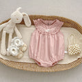 Sleeveless Newborn Romper Lightweight Baby Lace Onesie Girl Bunny Embroidery Crawling Suit