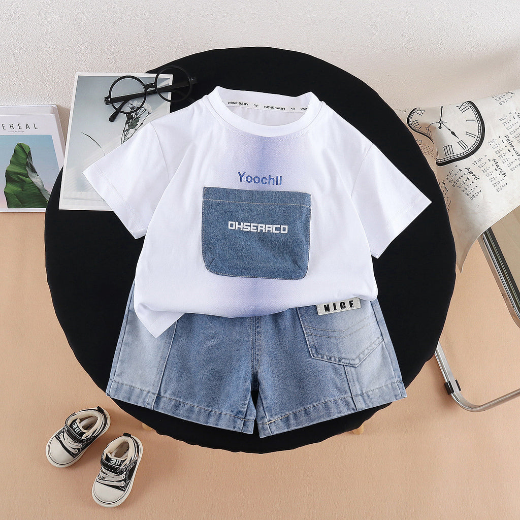 Letter short sleeved top and shorts set