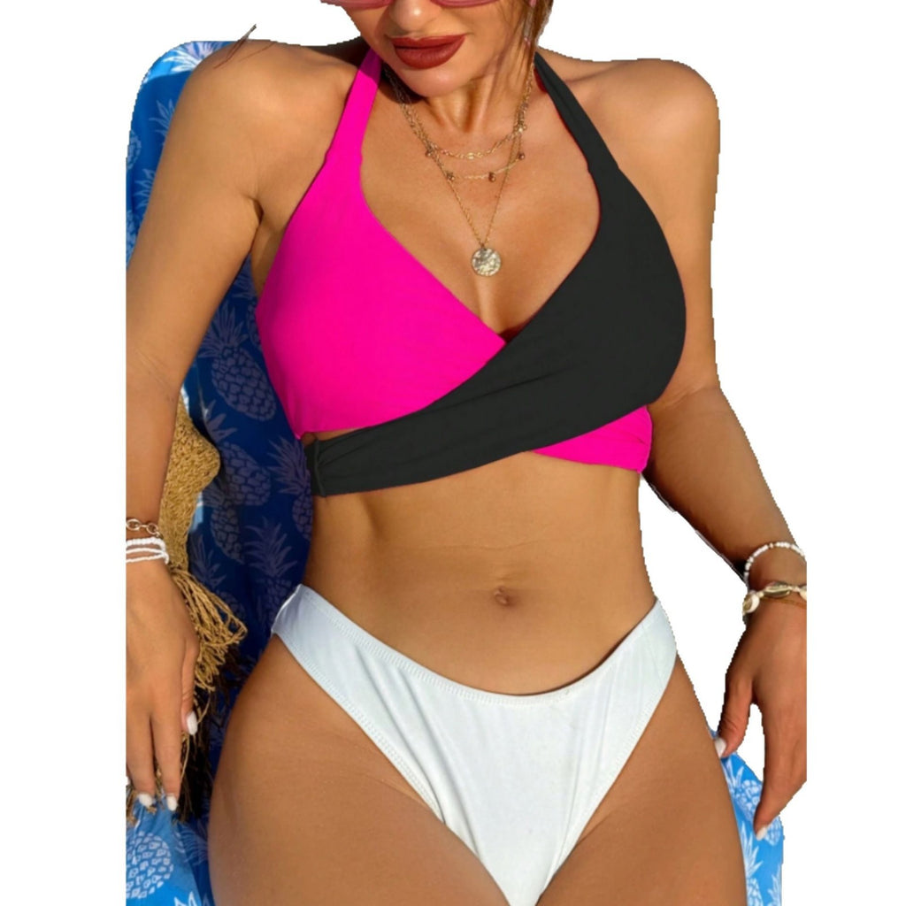 Cross color swimsuit for women