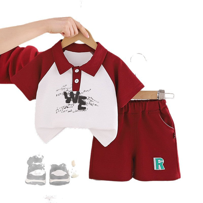 Collar short sleeved top and shorts set