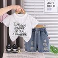 Short sleeved letter top and shorts set