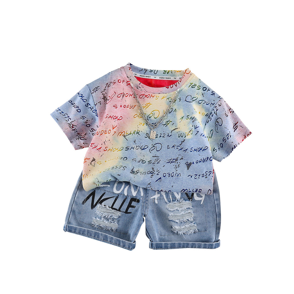 English short sleeved top and shorts set