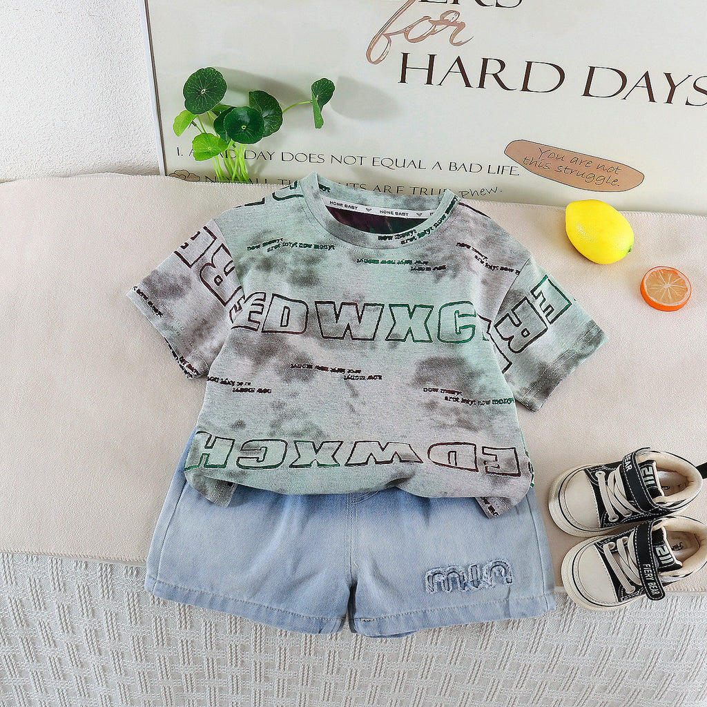 Tie dye round neck top and shorts set