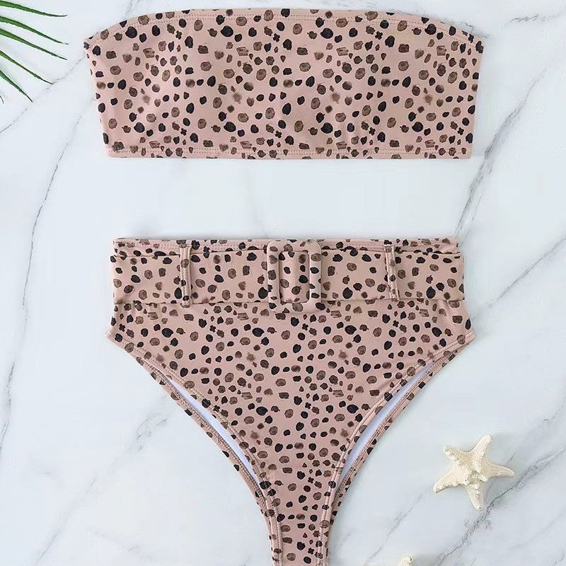 Bikini European and American swimsuit high waisted printed swimsuit